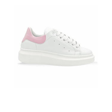 Sneakers bianche con riporto rosa in pelle con puntini - FLAG STORE